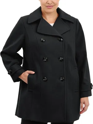 Anne Klein Women's Classic Double Breasted Coat Plus Size