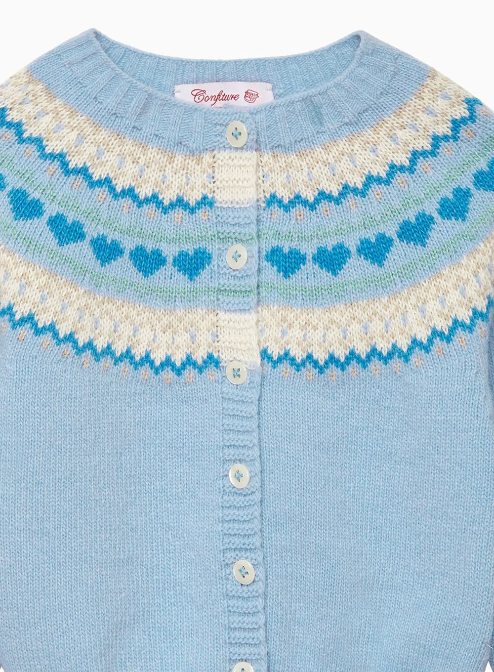 Baby Natasha Fair Isle Cardigan in Pale Blue
