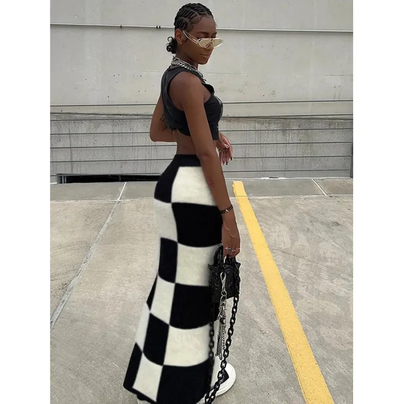 Block Square High Waisted Skirt