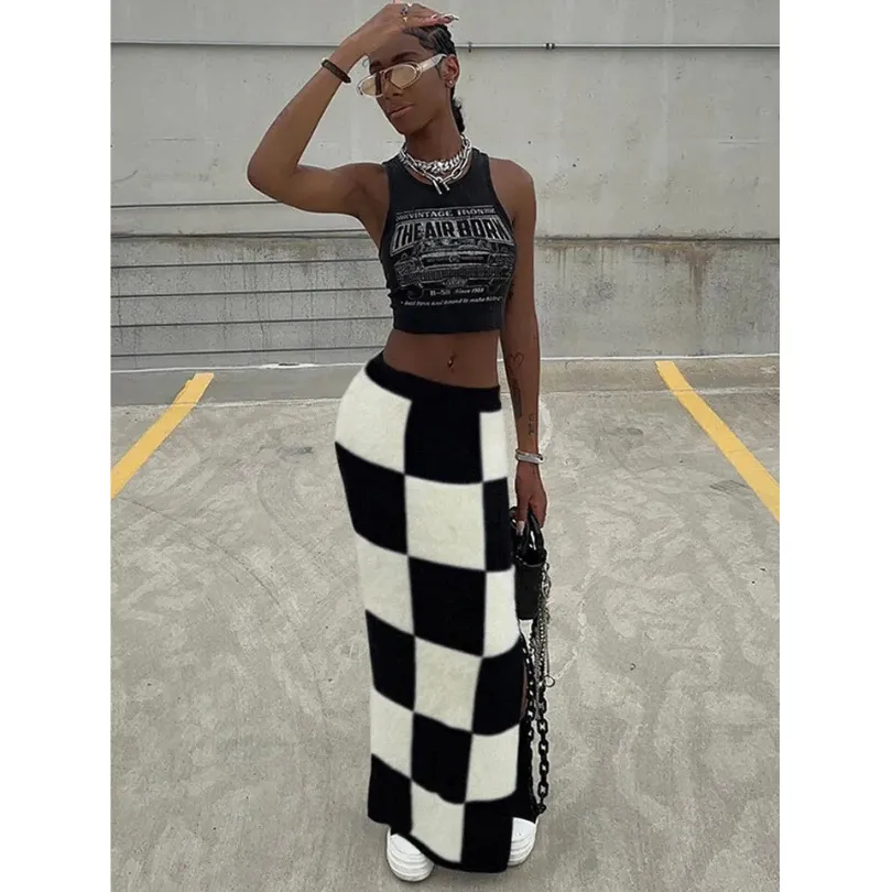 Block Square High Waisted Skirt