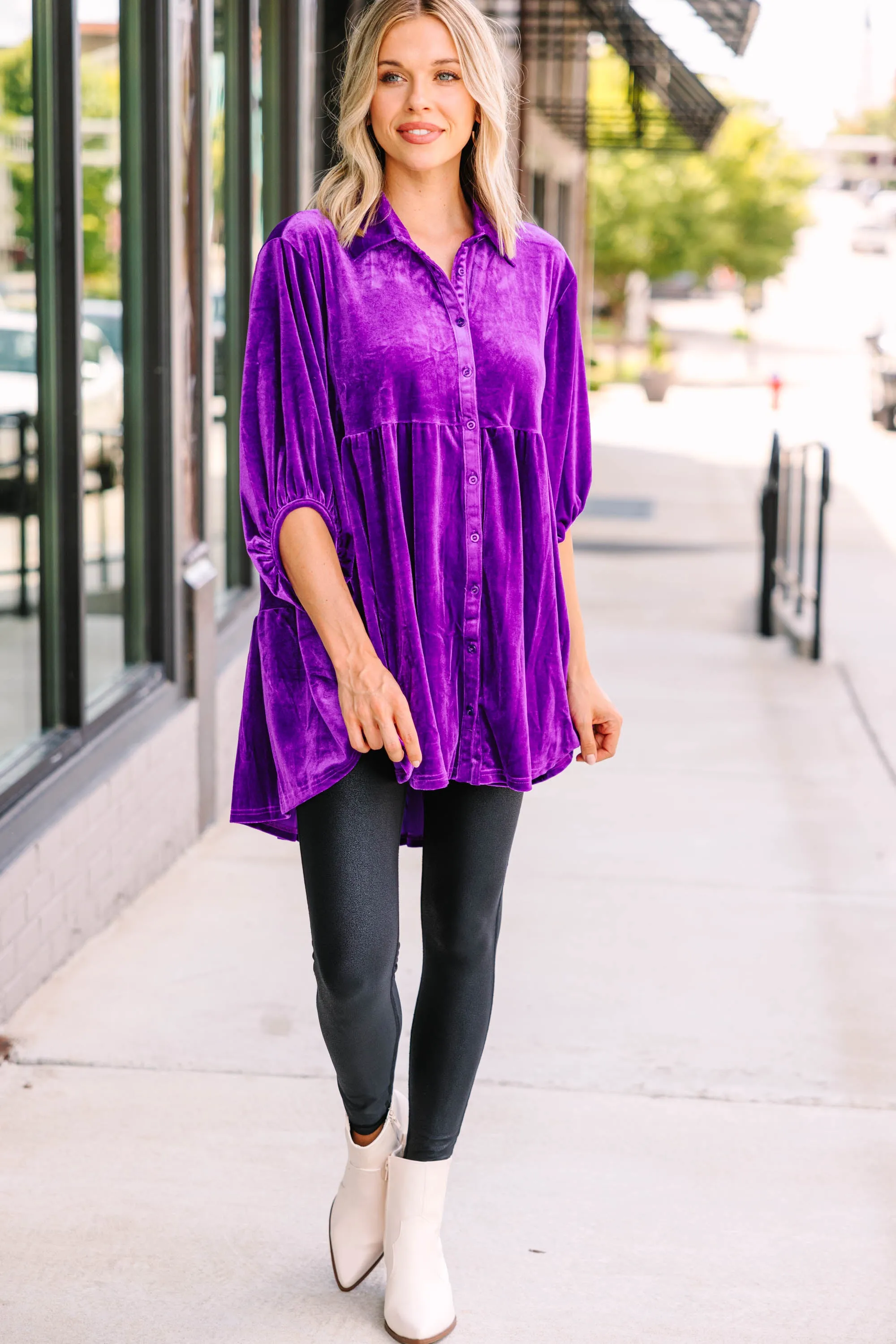 Bold Dreams Violet Purple Velvet Tunic