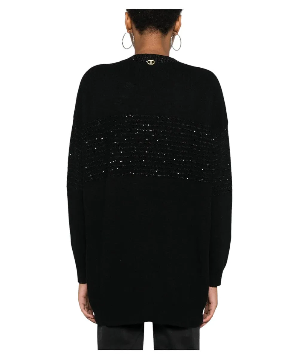 Cardigan con Paillettes e Lurex