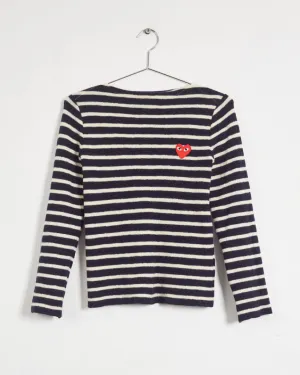 Comme Des Garçons Play stripe wool sweater, navy & white, 8