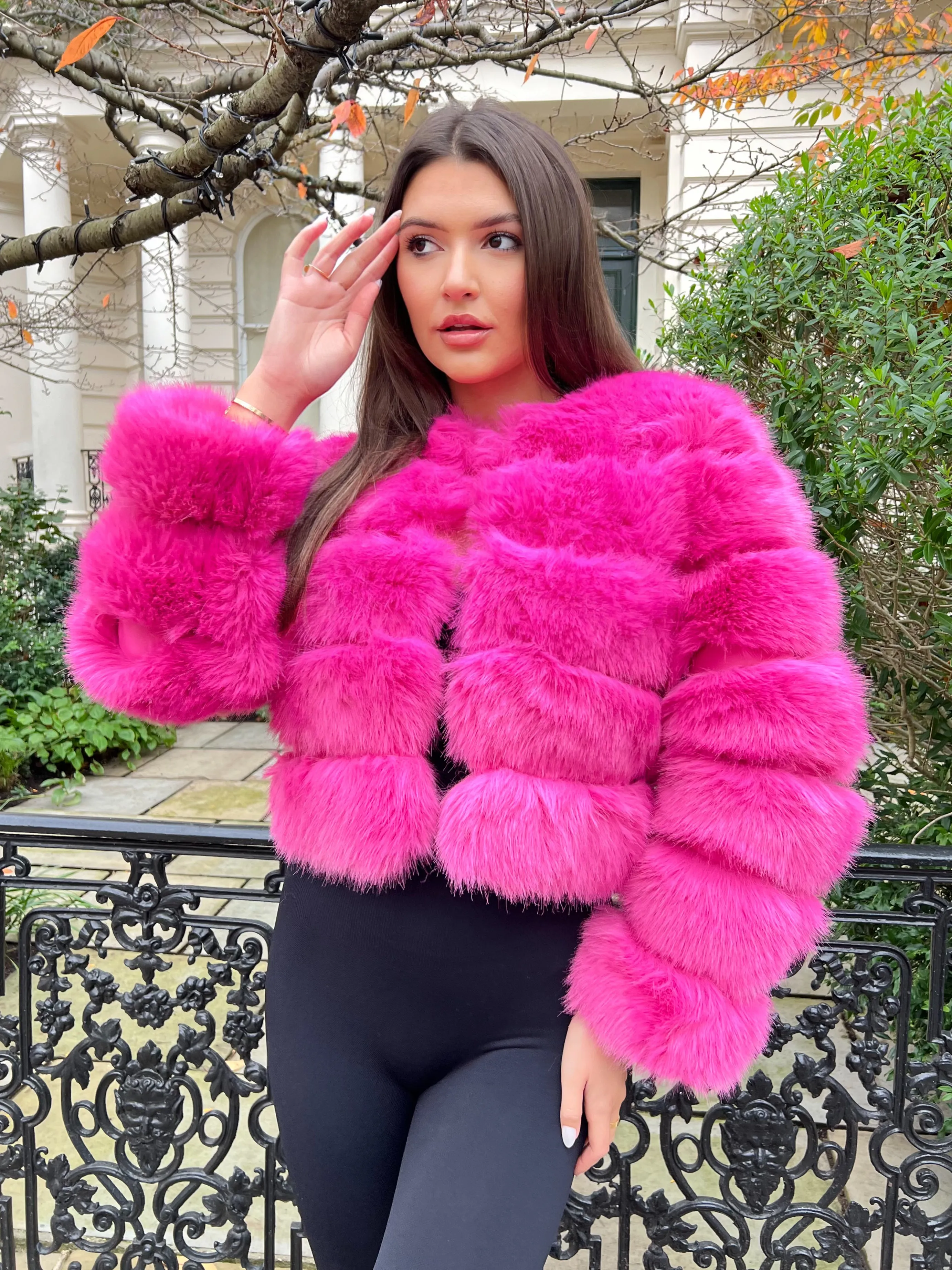 Hot Pink Premium Faux Fur Jacket