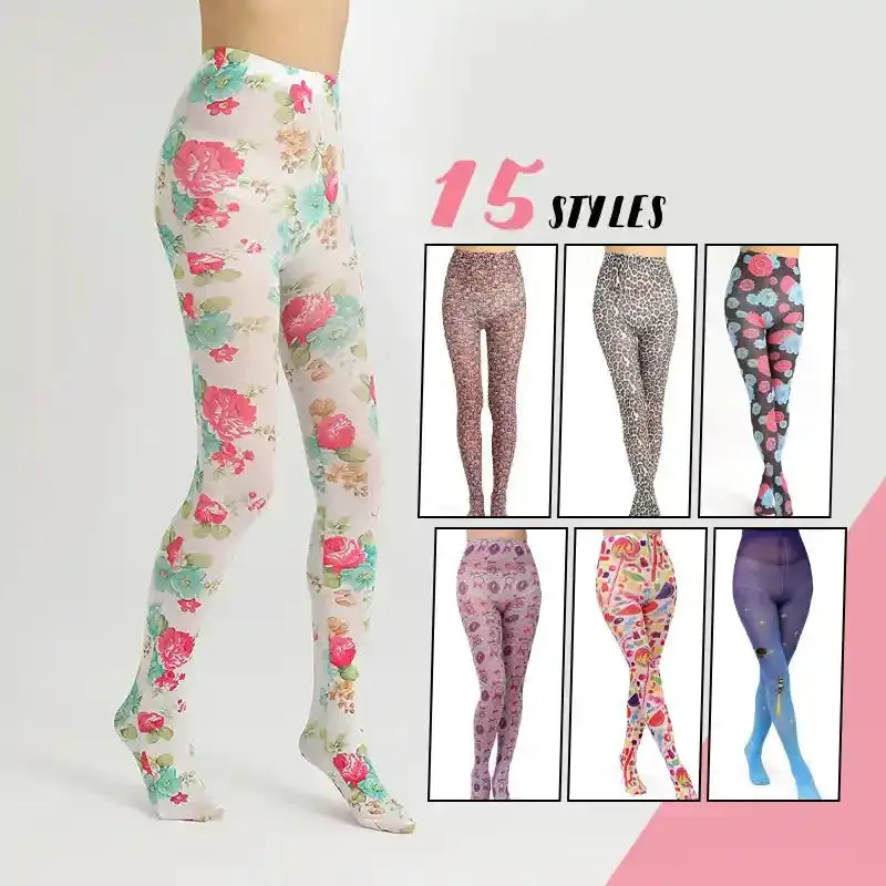 Japanese Harajuku Style Tattoo Print Velvet Tights