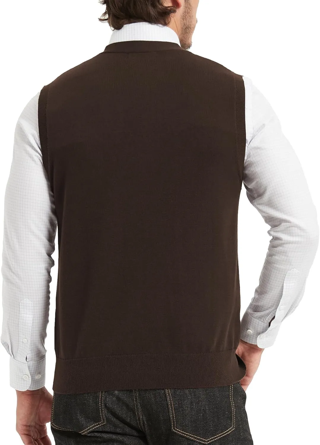 Kallspin Mens Button Down Sweater Vest Lightweight Knitted Pure Cotton V-Neck Sleeveless Cardigans