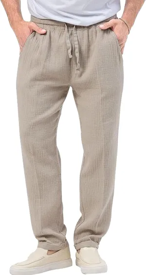 Men's Business Stylish Elastic Waist Pants Loose Fit Casual Summer Trousers Solid Straight Leg Outdoor Pants