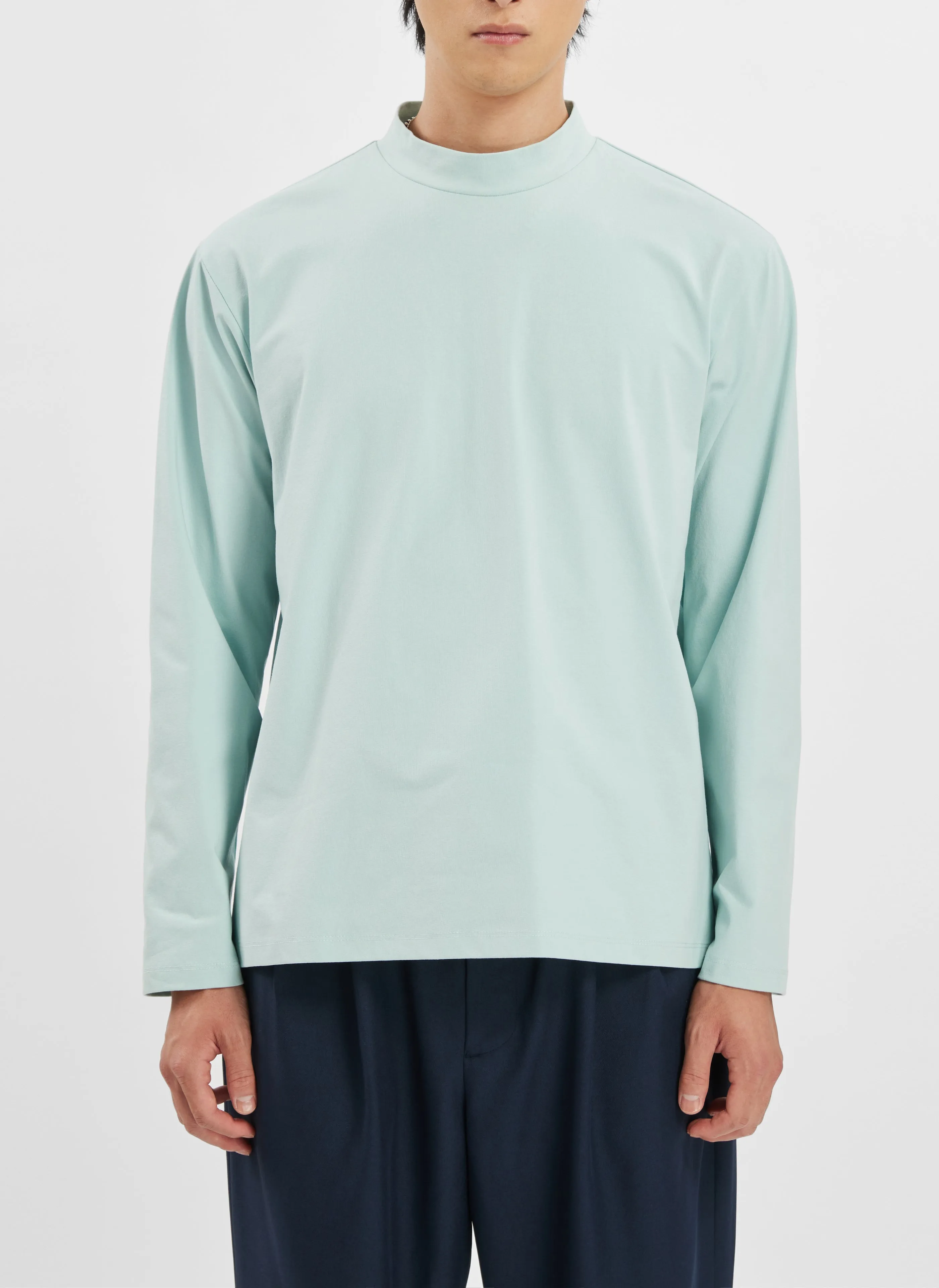 Mercerised Cotton Mock Neck Tee