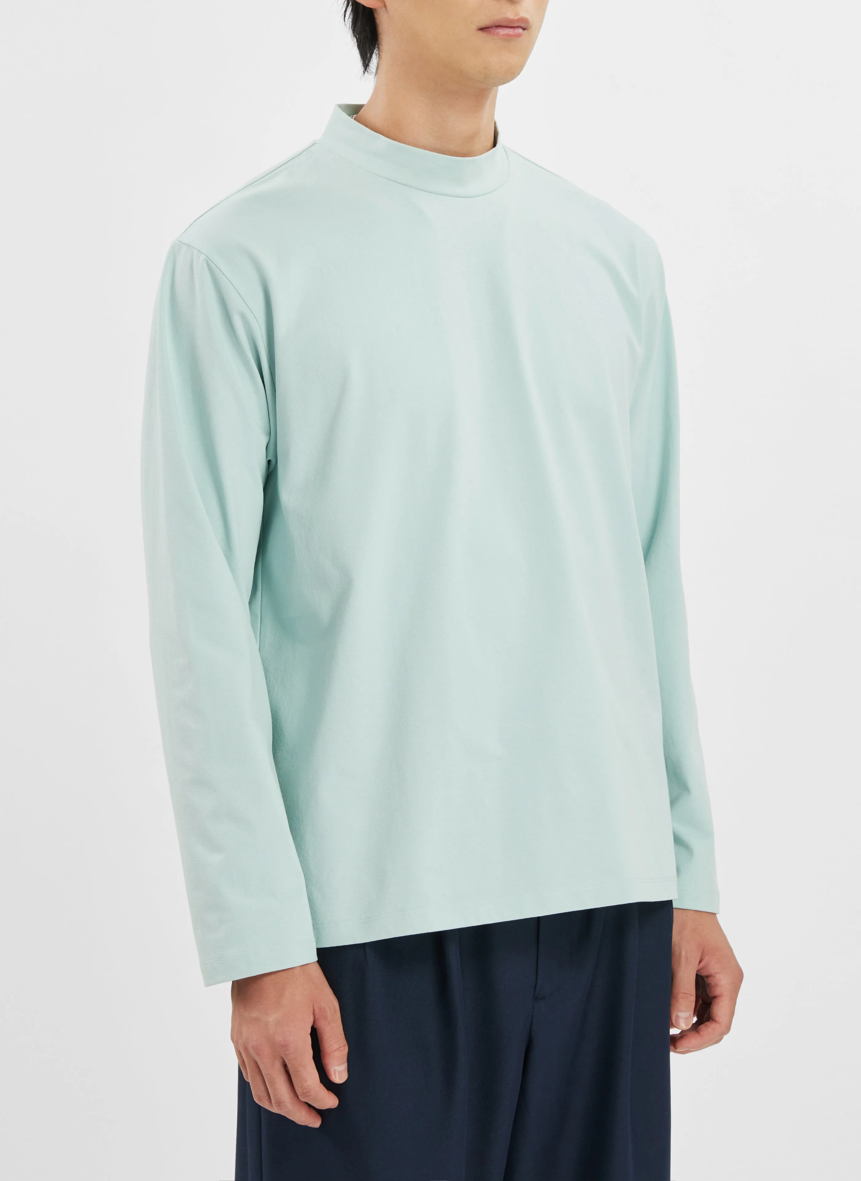 Mercerised Cotton Mock Neck Tee
