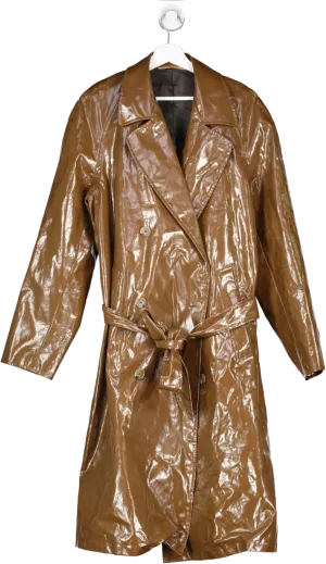 Nanushka Brown Belted Double Breasted Trench Coat UK M