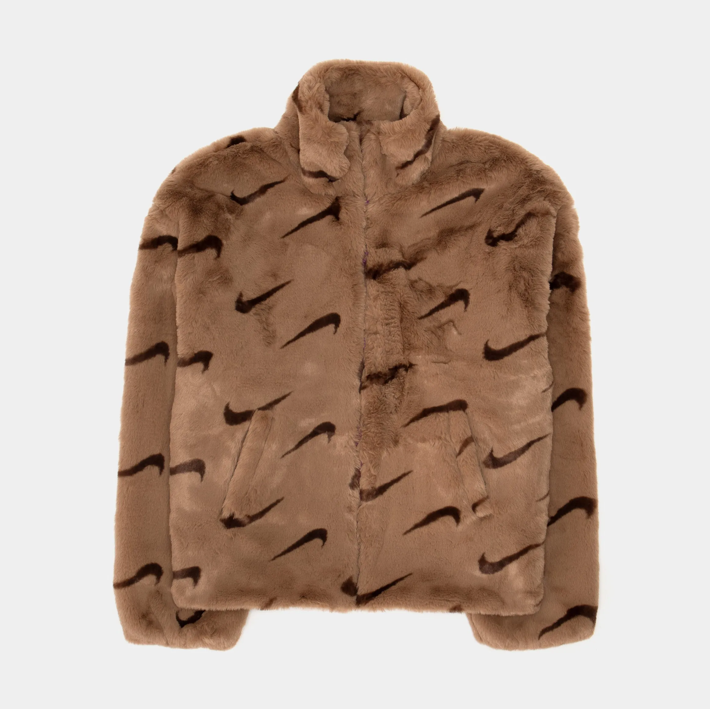 NSW AOP Faux Fur Jacket Womens Jacket (Brown)