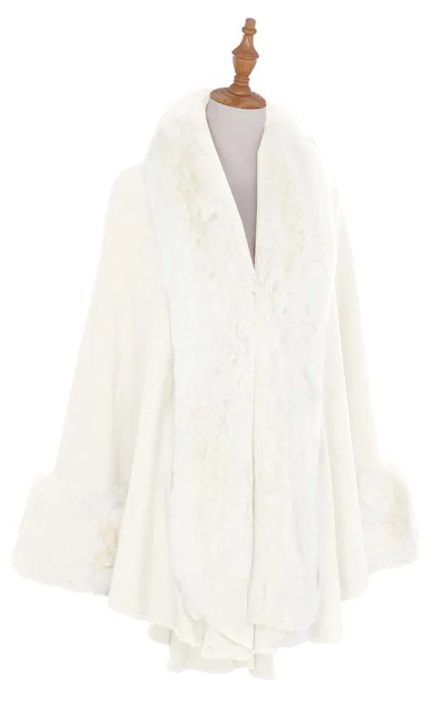 P1765 Fur Trim Cape Shawl NEW
