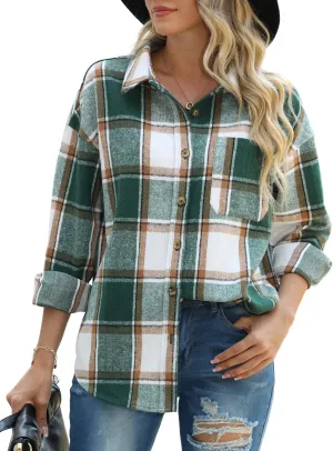 QIXING Womens Corduroy Button Down Shirt Casual Oversized Long Sleeve Blouses Tops