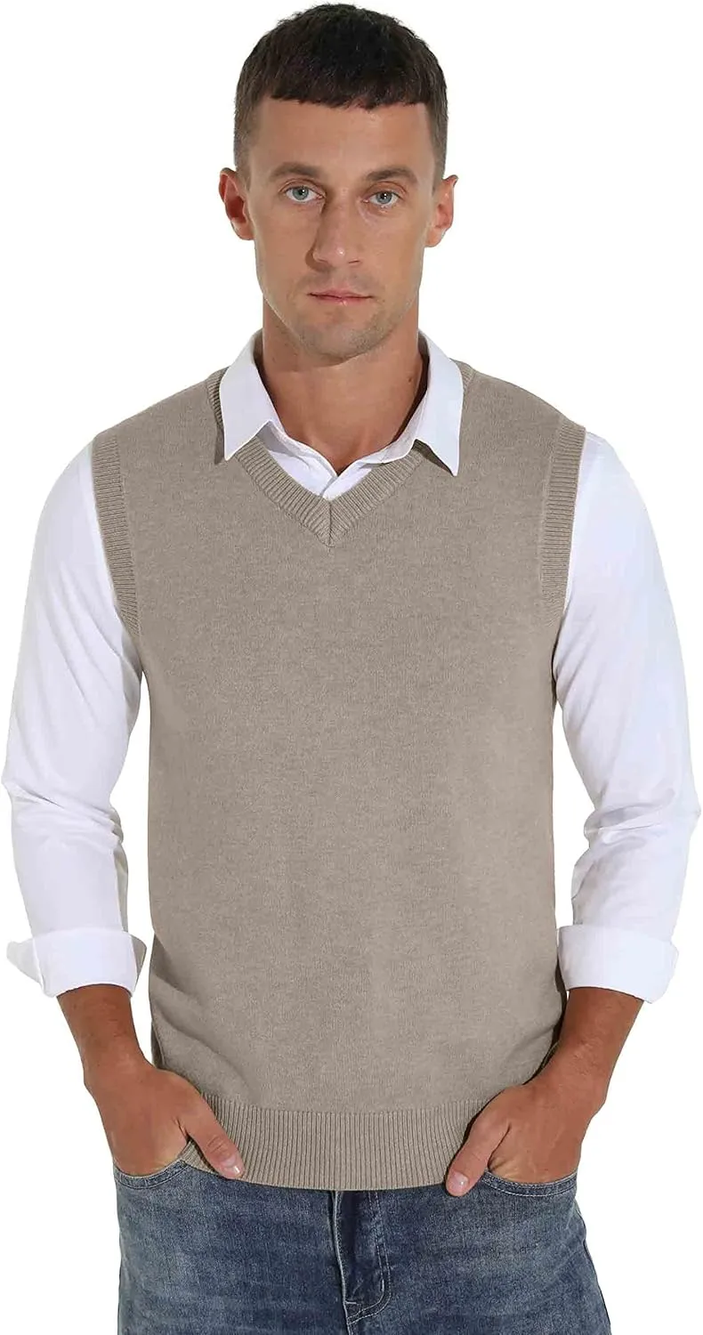 Sailwind Men's Wool Blend Knit V-Neck Sweater Vest Sleeveless Pullover