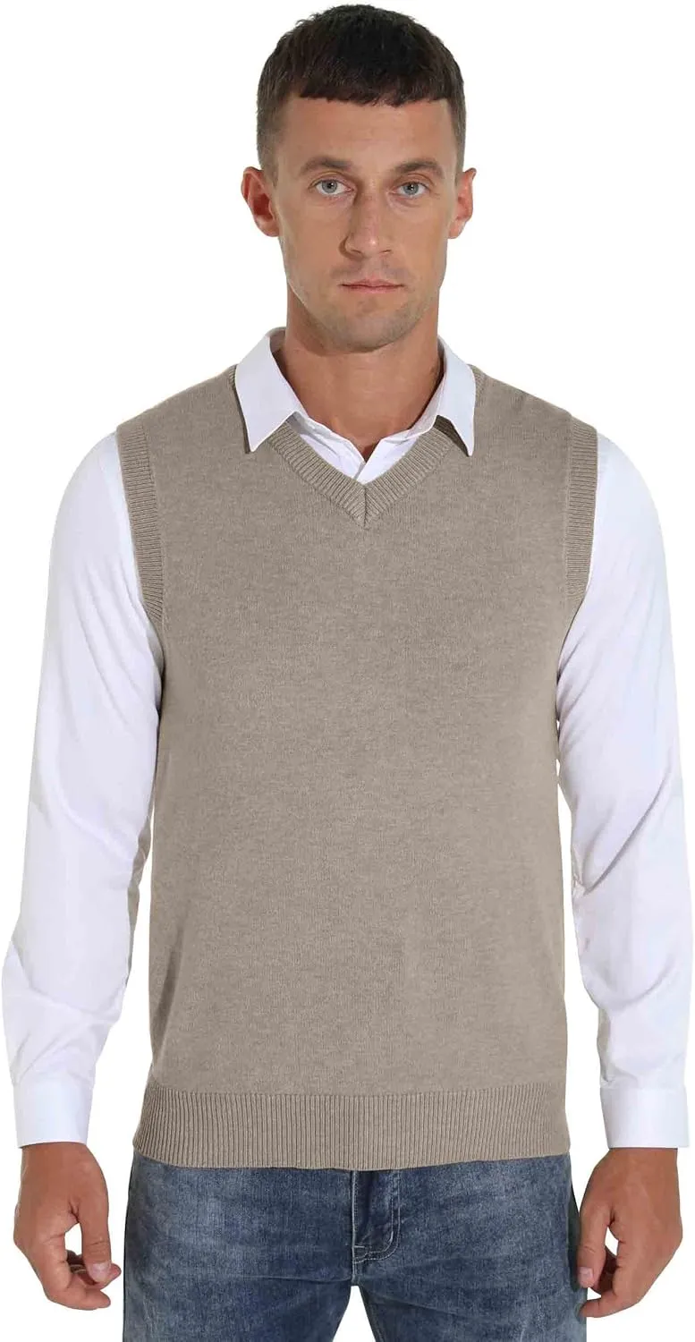 Sailwind Men's Wool Blend Knit V-Neck Sweater Vest Sleeveless Pullover