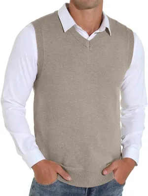 Sailwind Men's Wool Blend Knit V-Neck Sweater Vest Sleeveless Pullover