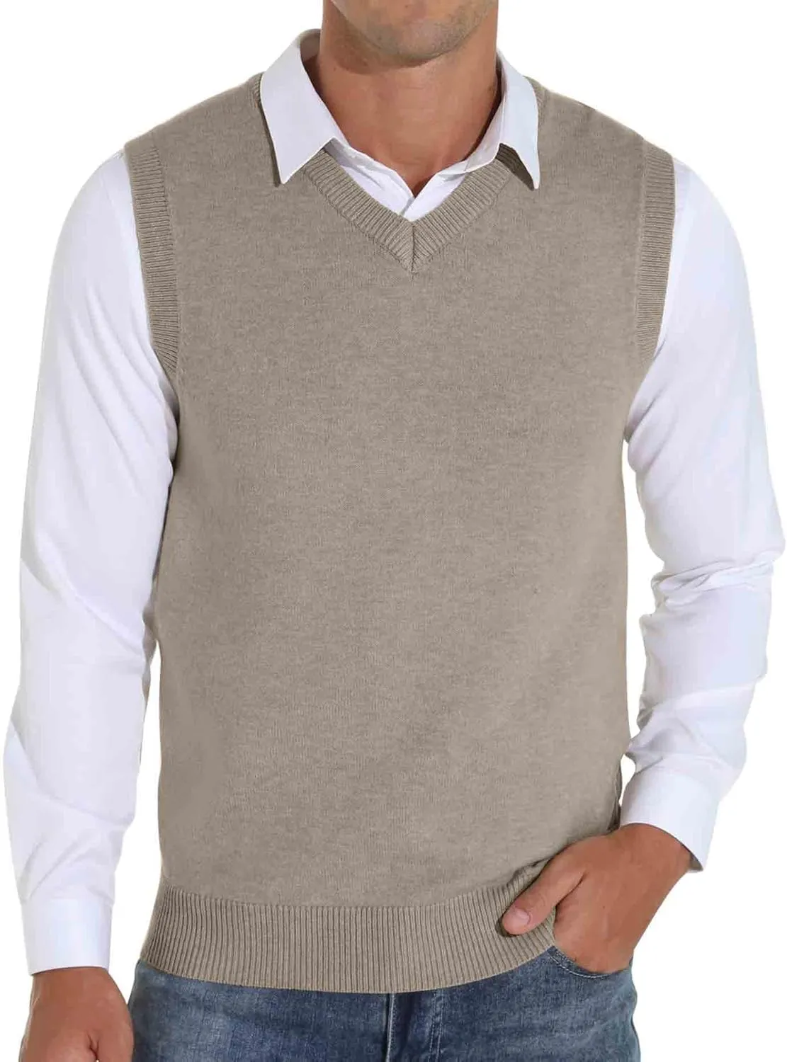 Sailwind Men's Wool Blend Knit V-Neck Sweater Vest Sleeveless Pullover