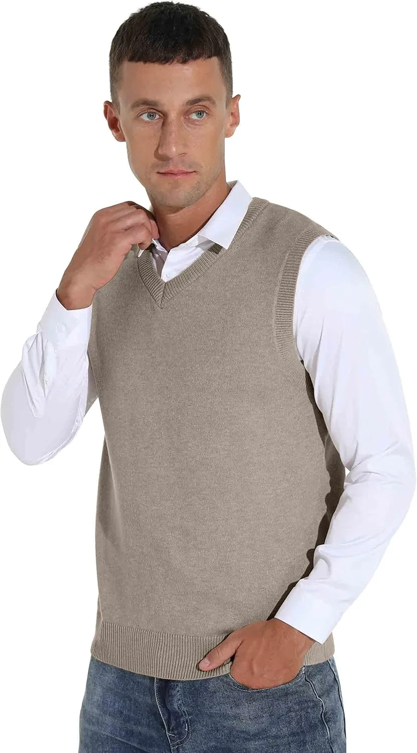 Sailwind Men's Wool Blend Knit V-Neck Sweater Vest Sleeveless Pullover