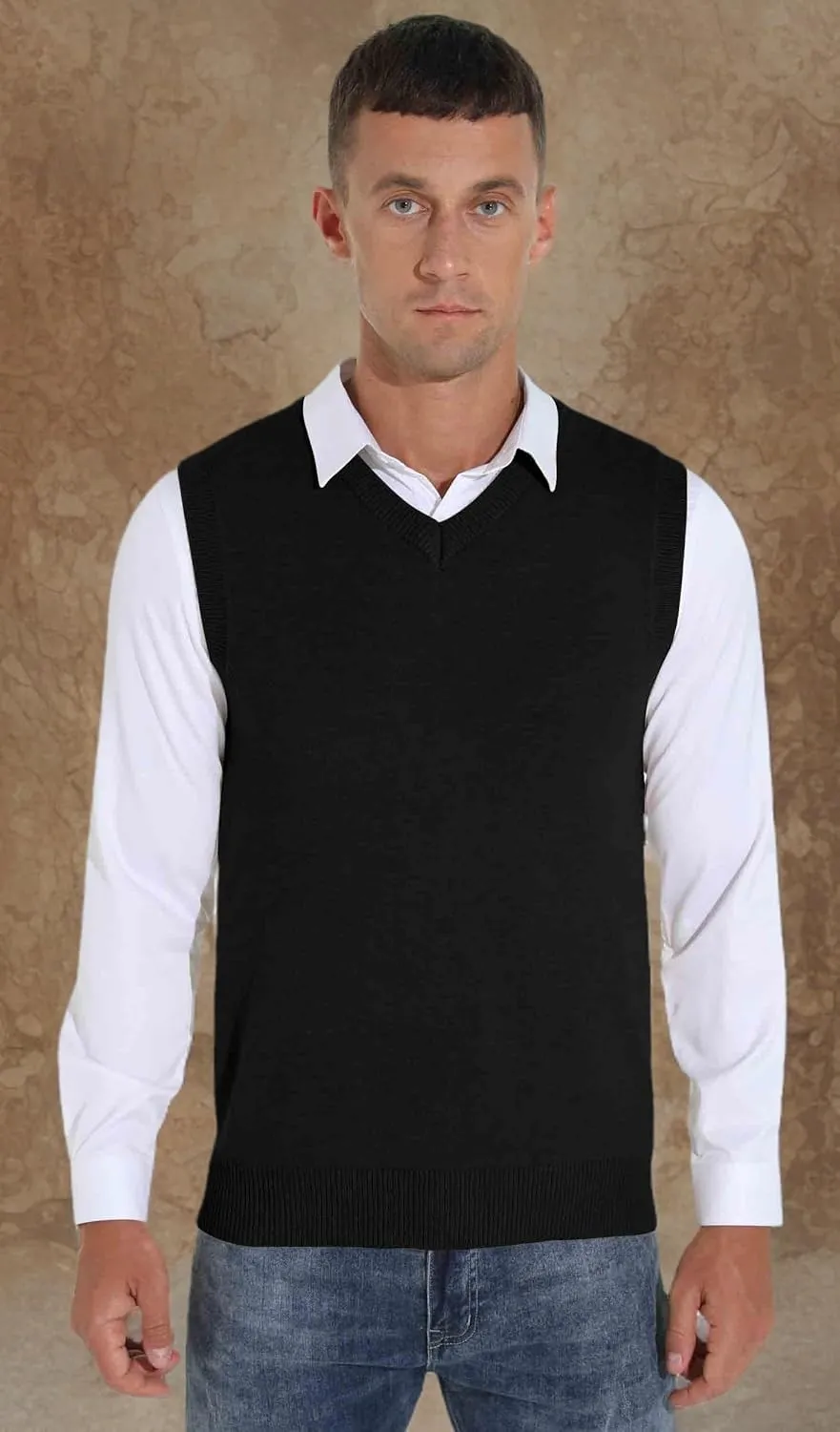 Sailwind Men's Wool Blend Knit V-Neck Sweater Vest Sleeveless Pullover