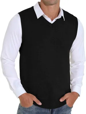 Sailwind Men's Wool Blend Knit V-Neck Sweater Vest Sleeveless Pullover