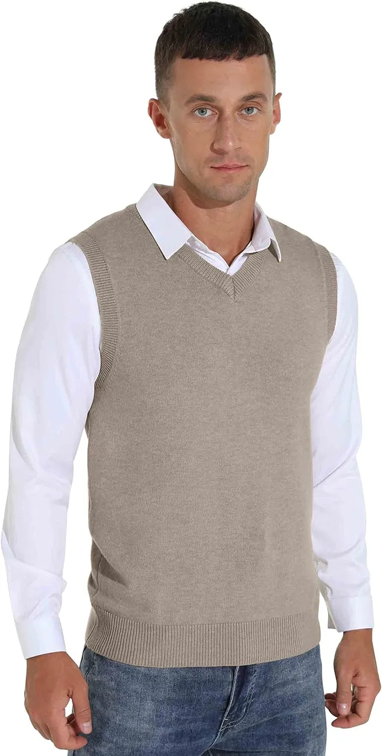 Sailwind Men's Wool Blend Knit V-Neck Sweater Vest Sleeveless Pullover