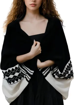 Shrug Sweater Shawl Wraps for Women Soft Cashmere Ponchos Sweater Cardigan Casual Open Front Top Cape Shawls