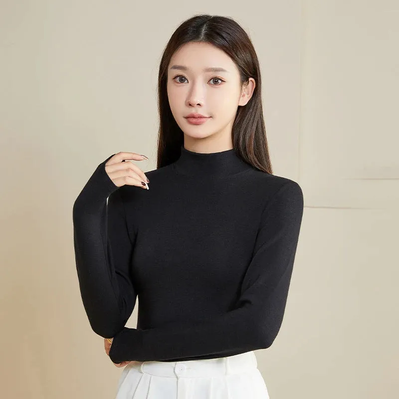Silk Thermal Mock-Neck Top