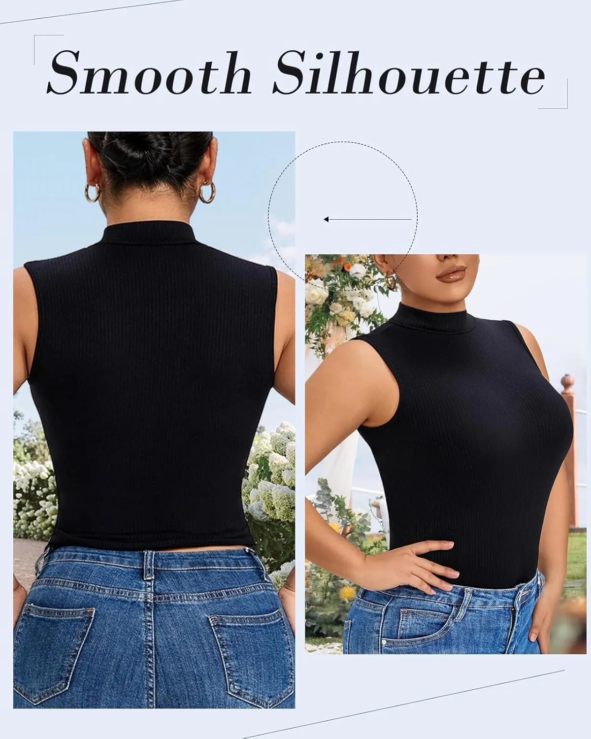 Sleeveless Mock Neck Tops for Women Turtleneck Ribbed Knit Slim Fitted Basic Casual Summer Top Shirts
