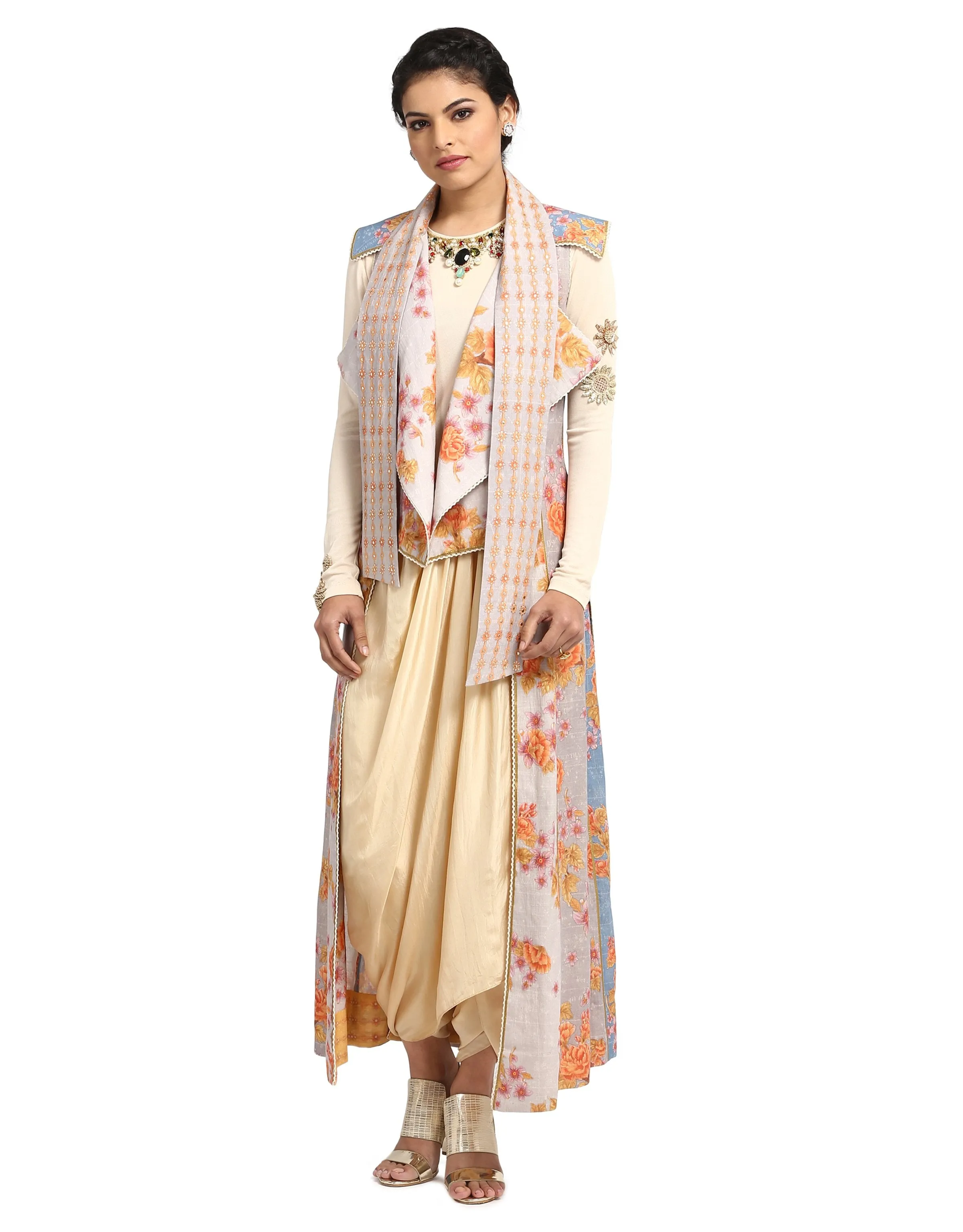 Sleevless Trench Coat- Blue