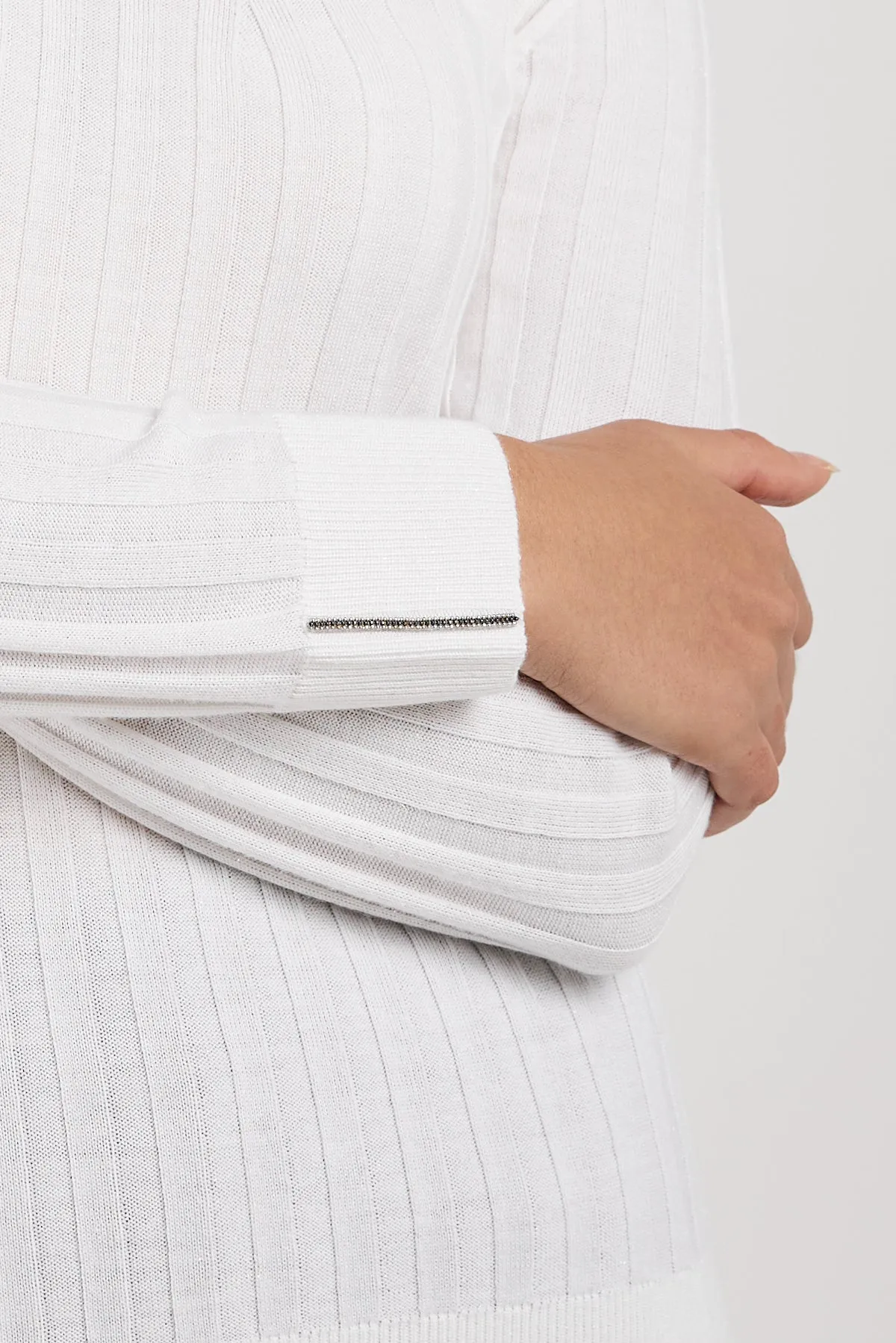 Tricot Mock Neck Sweater in Bright White