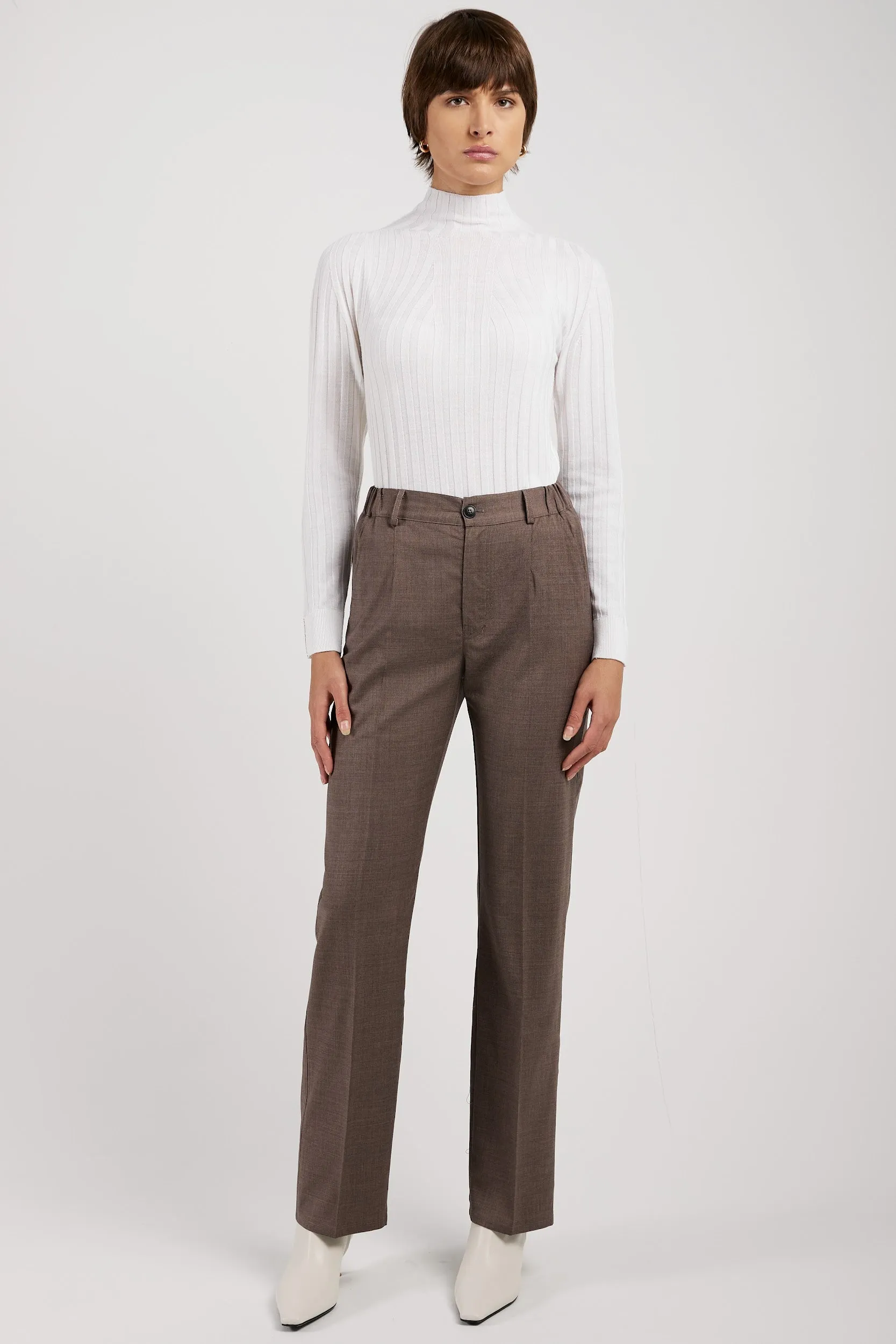 Tricot Mock Neck Sweater in Bright White