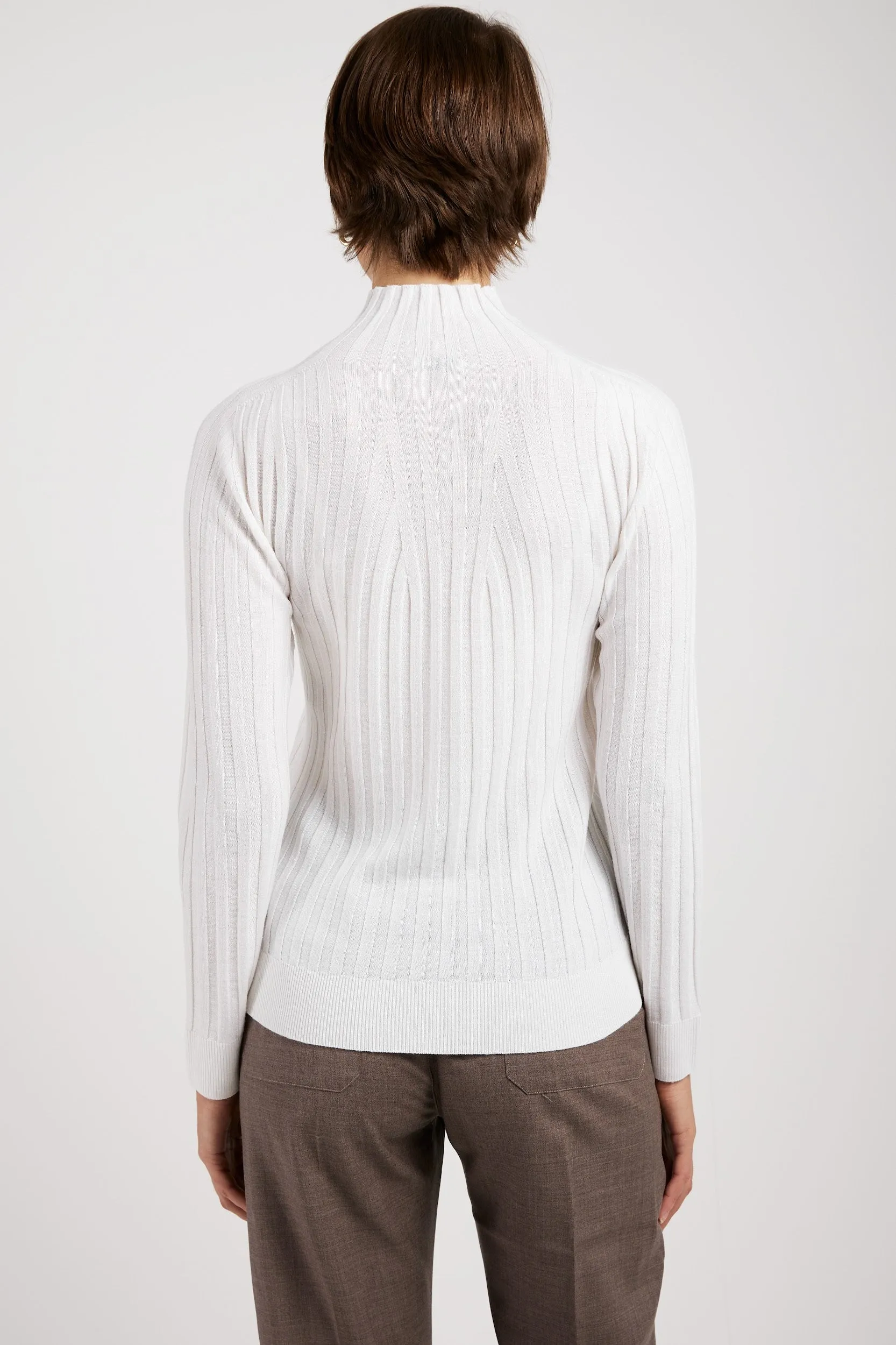 Tricot Mock Neck Sweater in Bright White