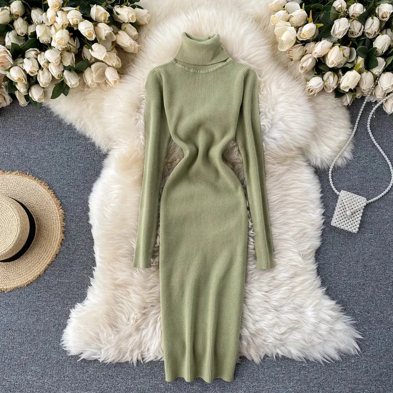 Turtleneck Knitted Bodycon Dress