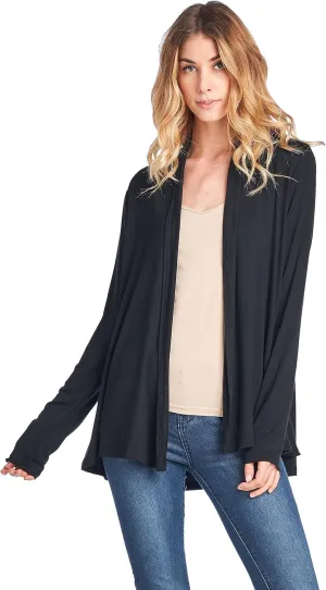 Women Casual Open Front Long Sleeve Lightweight Softest Viscose Made from Bamboo Cardigan