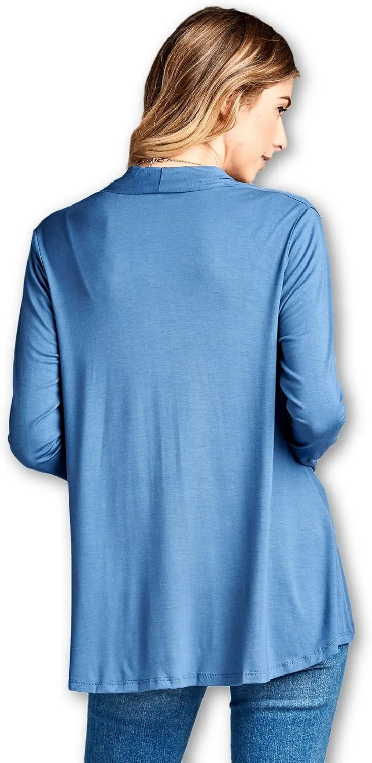 Women Casual Open Front Long Sleeve Lightweight Softest Viscose Made from Bamboo Cardigan