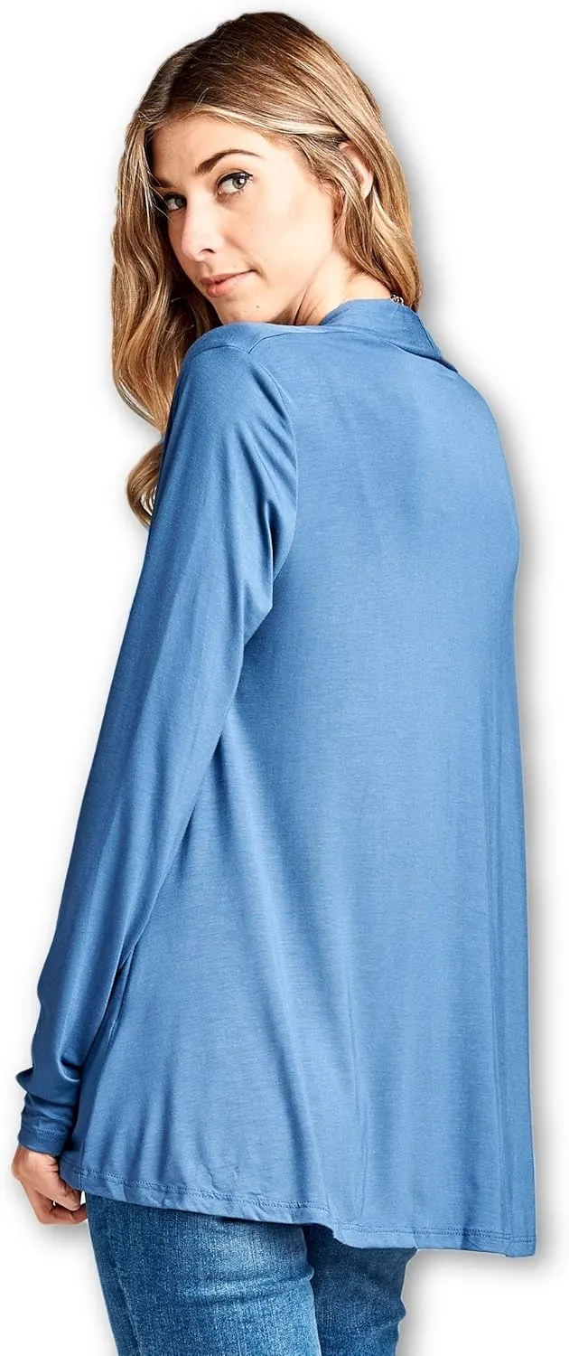 Women Casual Open Front Long Sleeve Lightweight Softest Viscose Made from Bamboo Cardigan