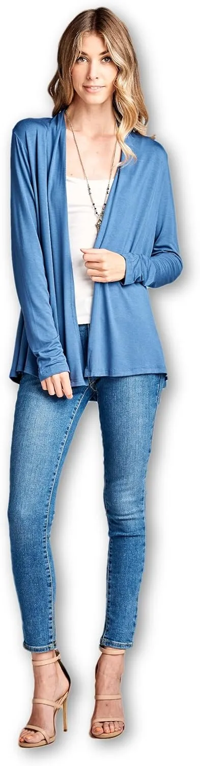 Women Casual Open Front Long Sleeve Lightweight Softest Viscose Made from Bamboo Cardigan