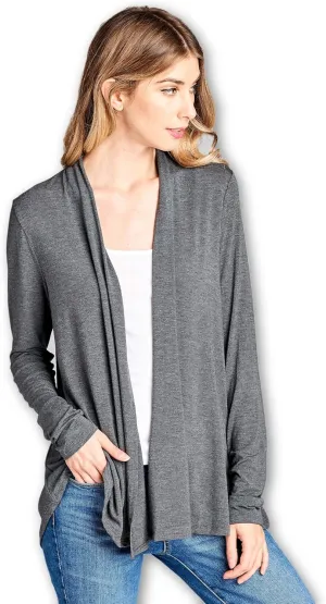 Women Casual Open Front Long Sleeve Lightweight Softest Viscose Made from Bamboo Cardigan