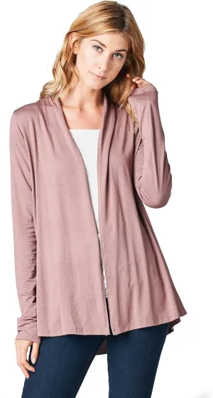 Women Casual Open Front Long Sleeve Lightweight Softest Viscose Made from Bamboo Cardigan
