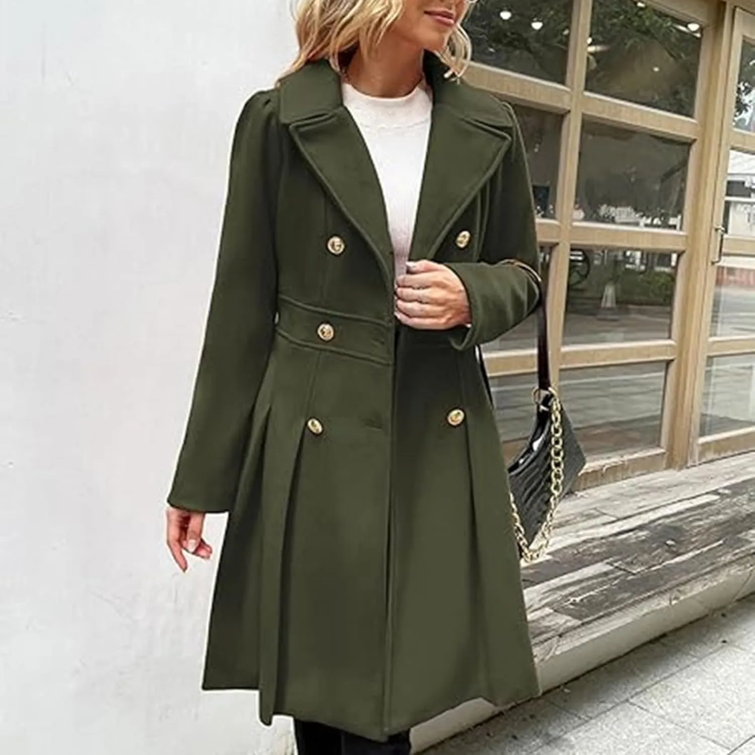 Womens Fall Fashion 2024 Open Front Coatigan Sweater Long Sleeve Casual Knit Lapel Cardigan Coat with Pockets